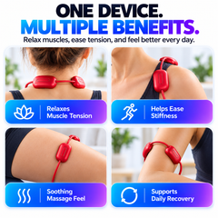 🔥Mini Necklace-Style Neck Massager — 4 Modes, 9 Intensity Levels, 3 Heat Settings, Smart Dual-Pulse Pendant Design💆♀️✨