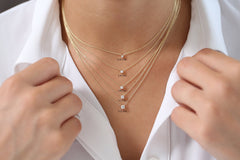 14k Gold Diamond Solitaire Necklace, Prong Setting