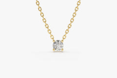 14k Gold Diamond Solitaire Necklace, Prong Setting