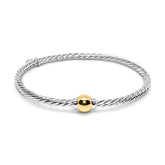 Sterling Silver Braided Bracelet with 14k Yellow Gold Ball