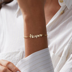 14k Gold Name Bracelet, Custom Name Bracelet, Personalized Name Bracelet, Dainty Layering Bracelet, Custom Name Jewelry, Christmas Gifts