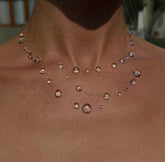 Dew Drop Necklace Invisible Thread Floating Water Drop Ethereal Bridal Jewelry