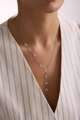 Lariat Initial Necklace, Custom Drop Name Necklace, Gold Name Y Necklace, Personalized Gift for Her, Bridesmaid Jewelry, Christmas Gift