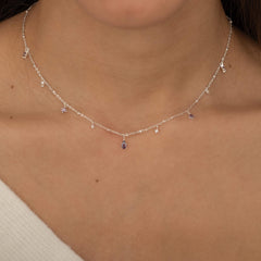 Sterling Silver Birthstone Teardrop Pendant Necklace