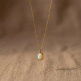 Dainty Opal Pendant Necklace in 14K Gold Vermeil or Sterling Silver
