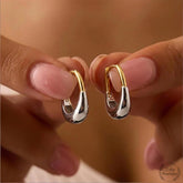 Minimalist Huggie Hoop Earrings, Sterling Silver Gold Plated, U-Shape Geometric Earrings