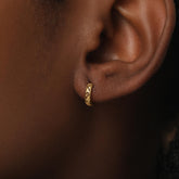 Vintage Floral Chunky Hoop Earrings - Sterling Silver with Gold Plating - Hypoallergenic