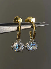Floating Diamond Stud Earrings in Mixed Metal