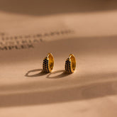 Chunky Onyx Pave Huggies - Thick Black Diamond Hoop Earrings in Gold