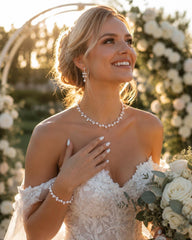 Pearl Crystal Bridal Jewelry Set, Rhinestone Wedding Accessories