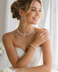 Pearl Crystal Bridal Jewelry Set, Rhinestone Wedding Accessories