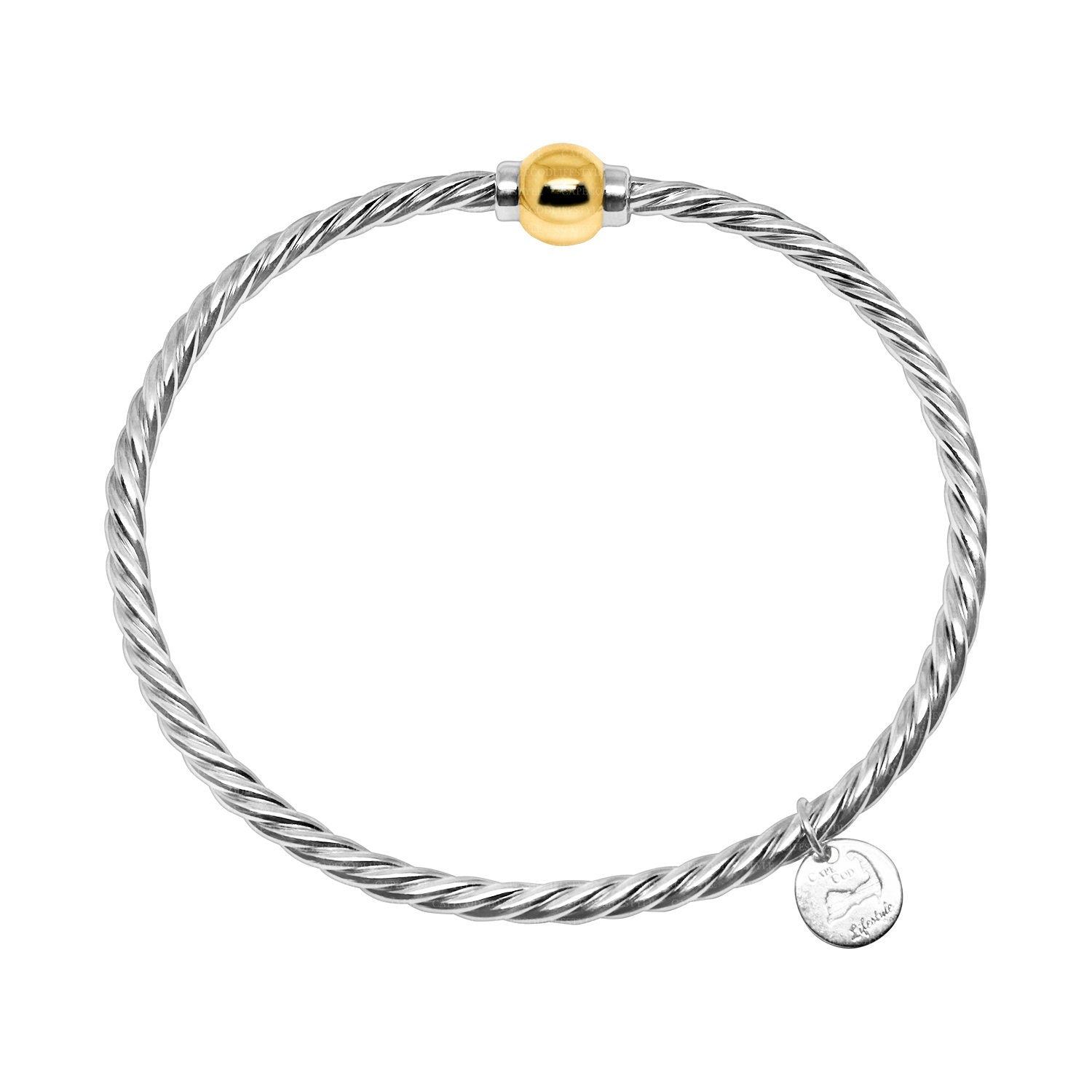 Sterling Silver Braided Bracelet with 14k Yellow Gold Ball