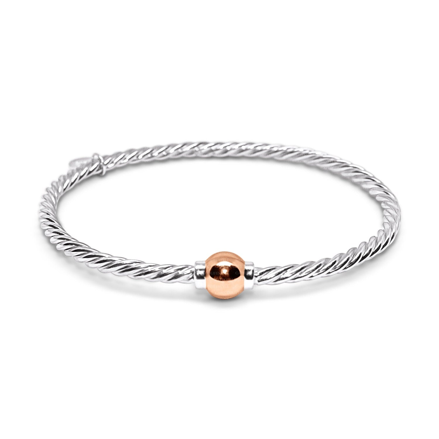 Sterling Silver Braided Bracelet with 14k Yellow Gold Ball