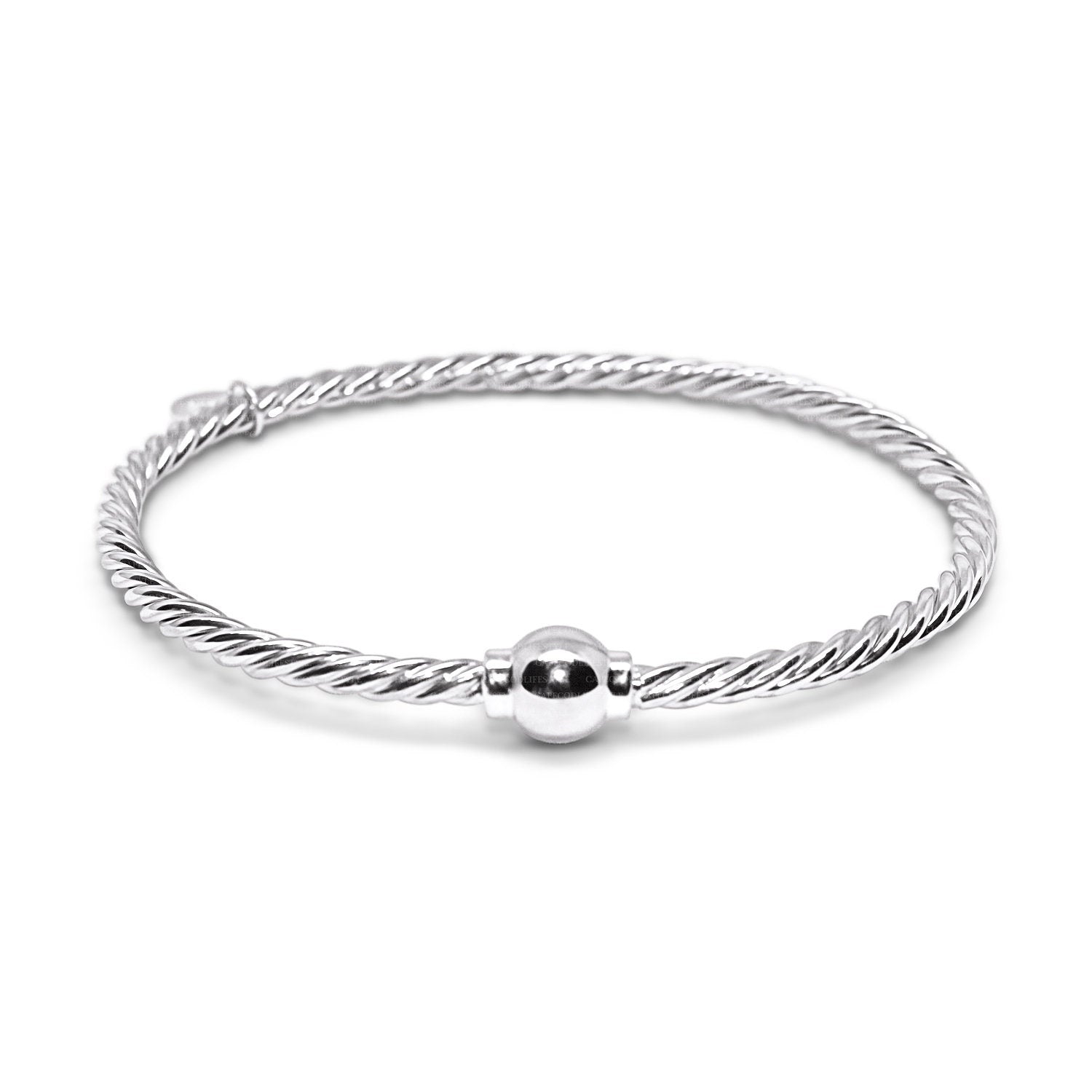 Sterling Silver Braided Bracelet with 14k Yellow Gold Ball