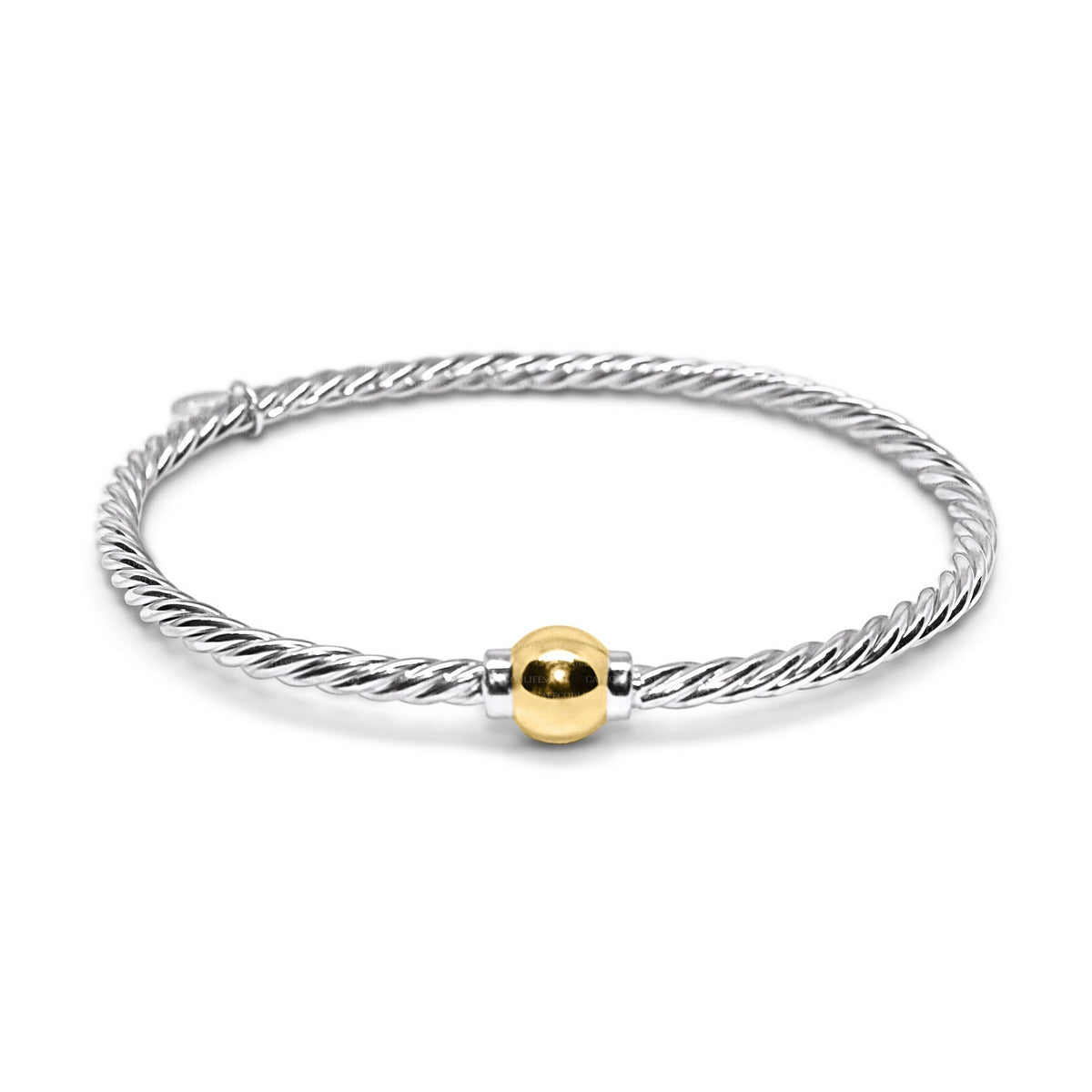 Sterling Silver Braided Bracelet with 14k Yellow Gold Ball