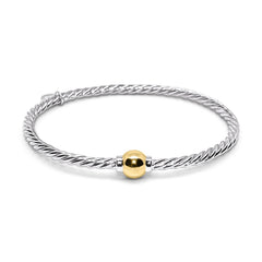 Sterling Silver Braided Bracelet with 14k Yellow Gold Ball