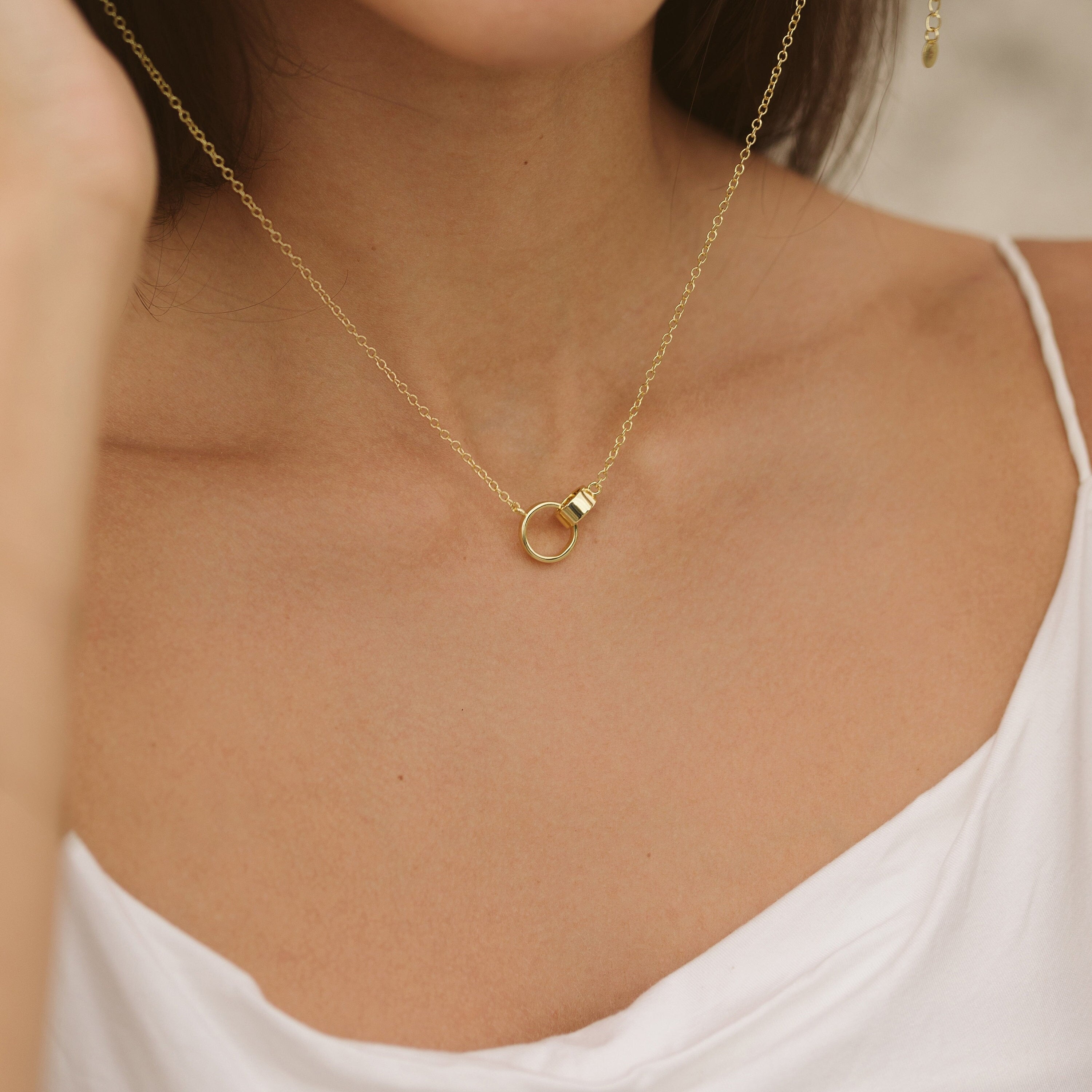 14K Gold Filled Pendant Necklace for Women, Dainty Layered Necklace
