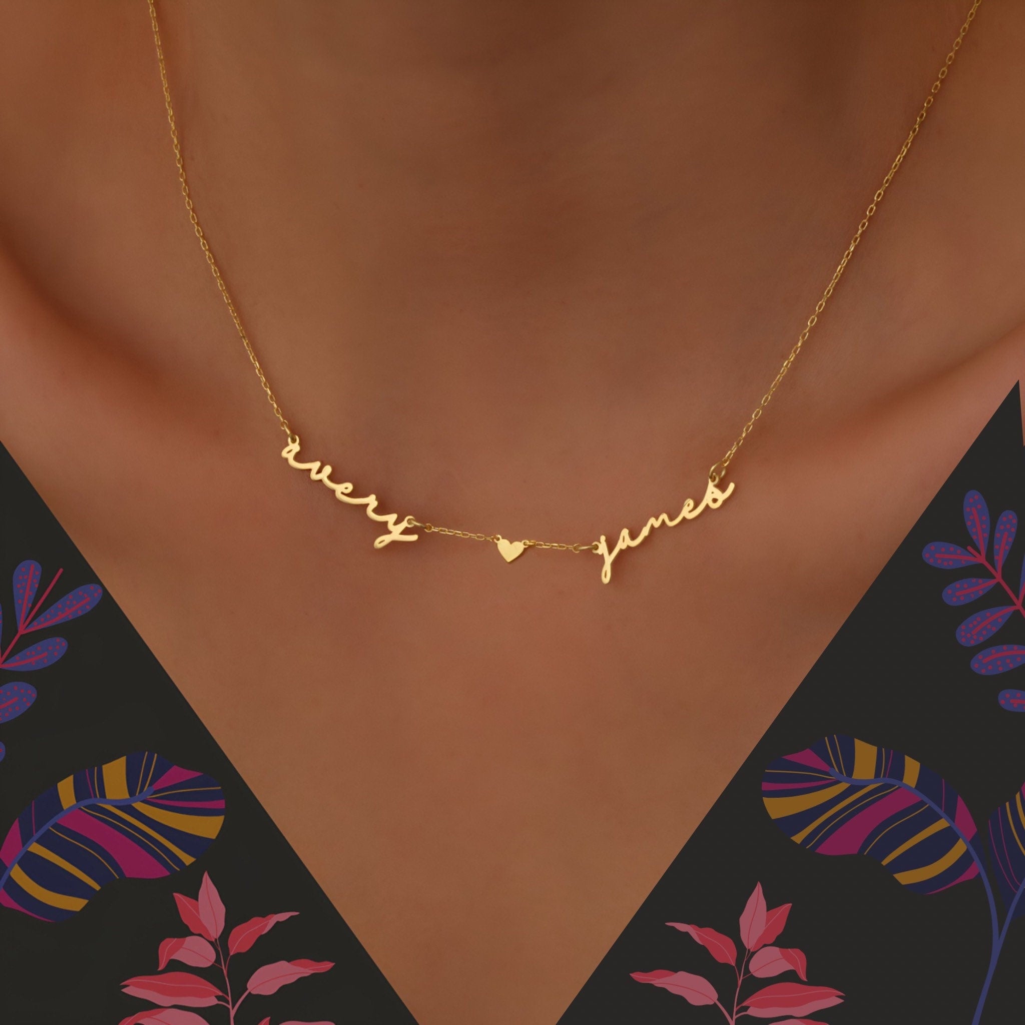 Personalized Name Necklace with Birthstones