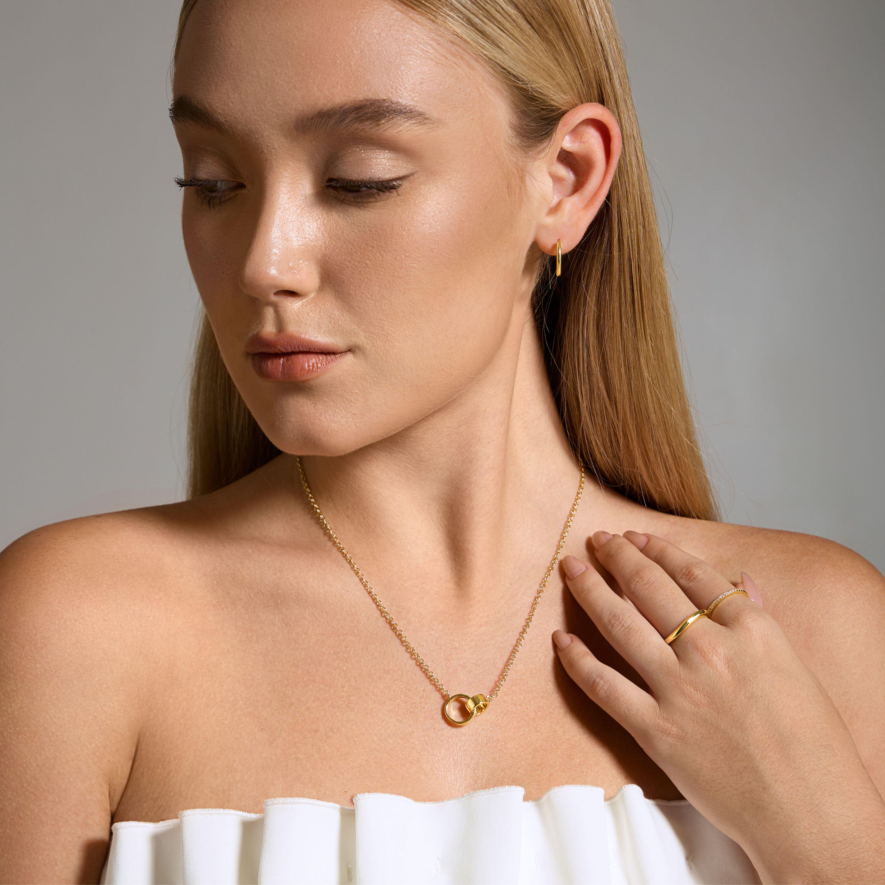 14K Gold Filled Pendant Necklace for Women, Dainty Layered Necklace