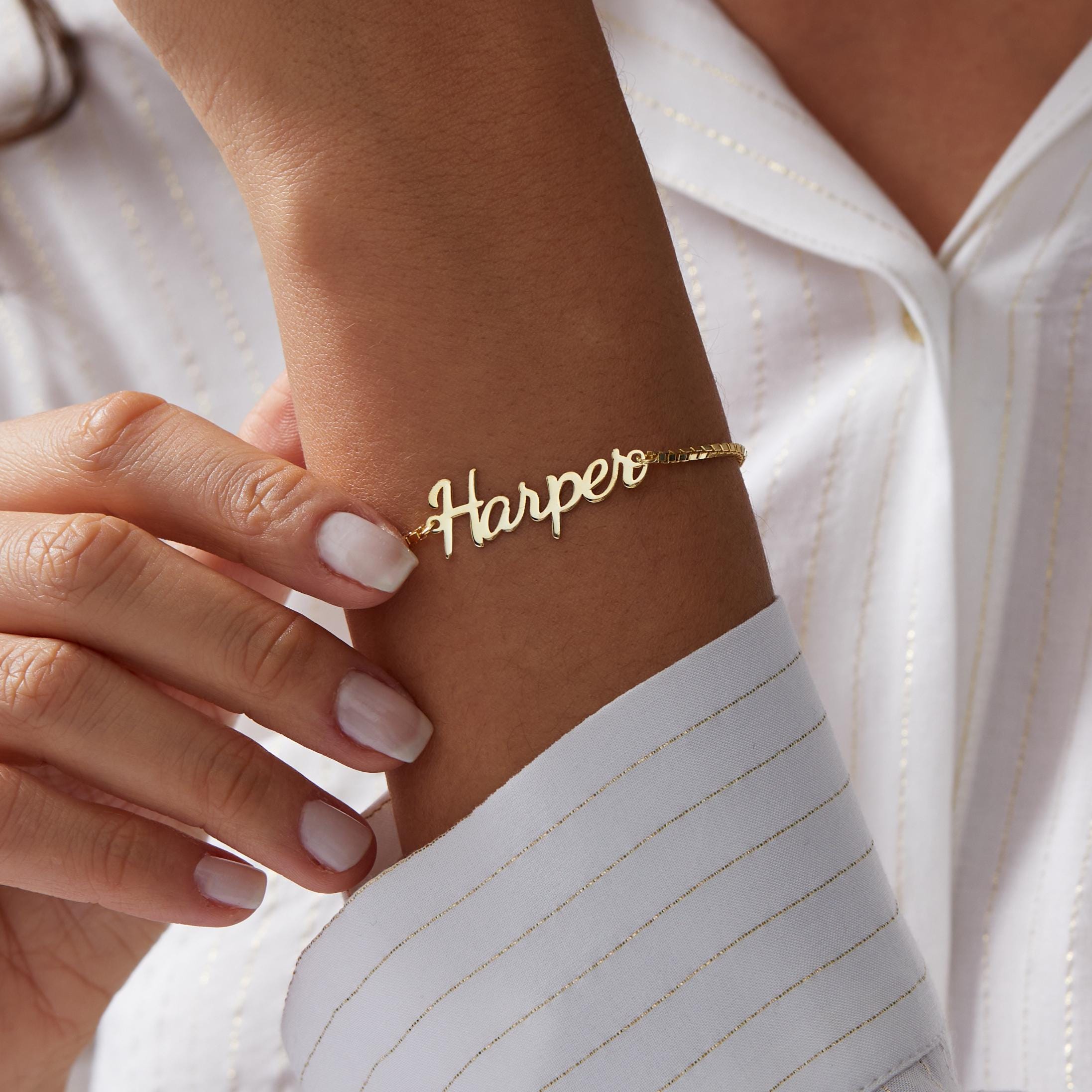 14k Gold Name Bracelet, Custom Name Bracelet, Personalized Name Bracelet, Dainty Layering Bracelet, Custom Name Jewelry, Christmas Gifts