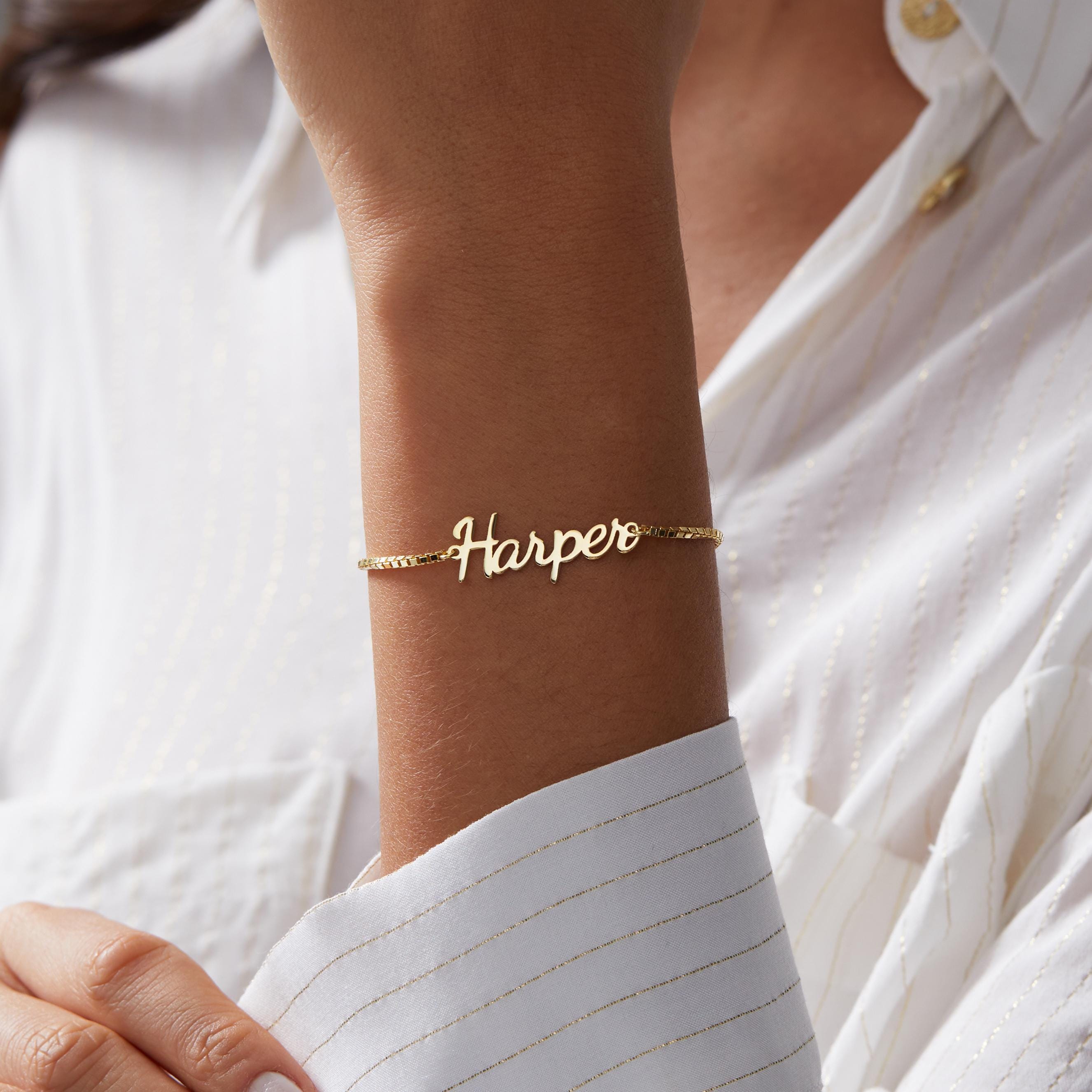 14k Gold Name Bracelet, Custom Name Bracelet, Personalized Name Bracelet, Dainty Layering Bracelet, Custom Name Jewelry, Christmas Gifts