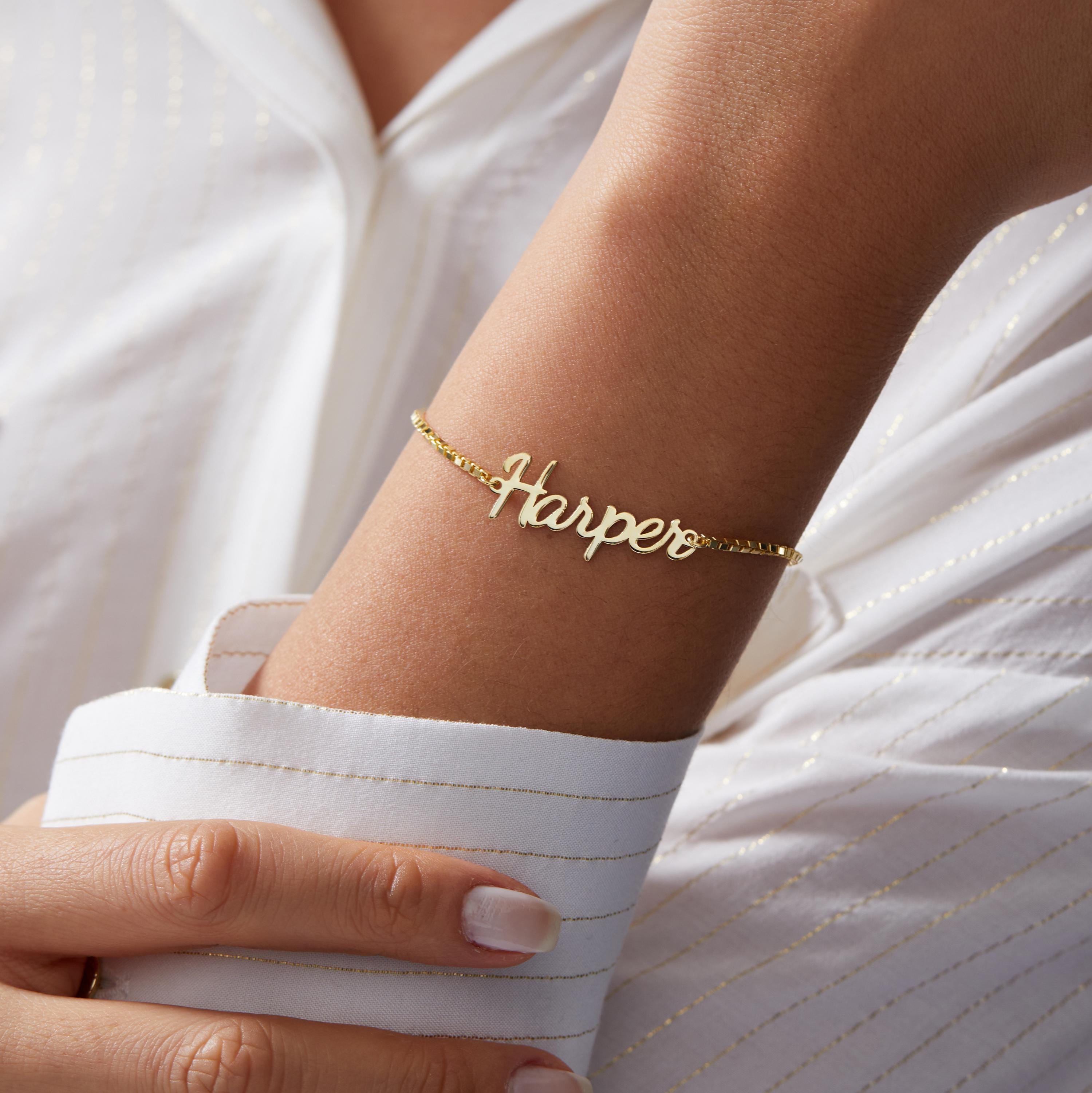 14k Gold Name Bracelet, Custom Name Bracelet, Personalized Name Bracelet, Dainty Layering Bracelet, Custom Name Jewelry, Christmas Gifts