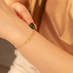 14K Gold Morse Code Bracelet with Custom Message