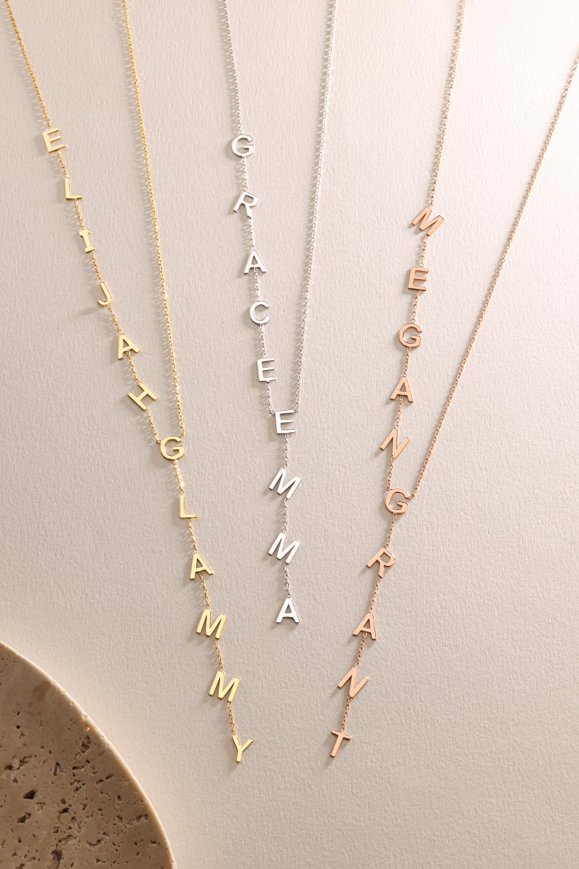 Lariat Initial Necklace, Custom Drop Name Necklace, Gold Name Y Necklace, Personalized Gift for Her, Bridesmaid Jewelry, Christmas Gift