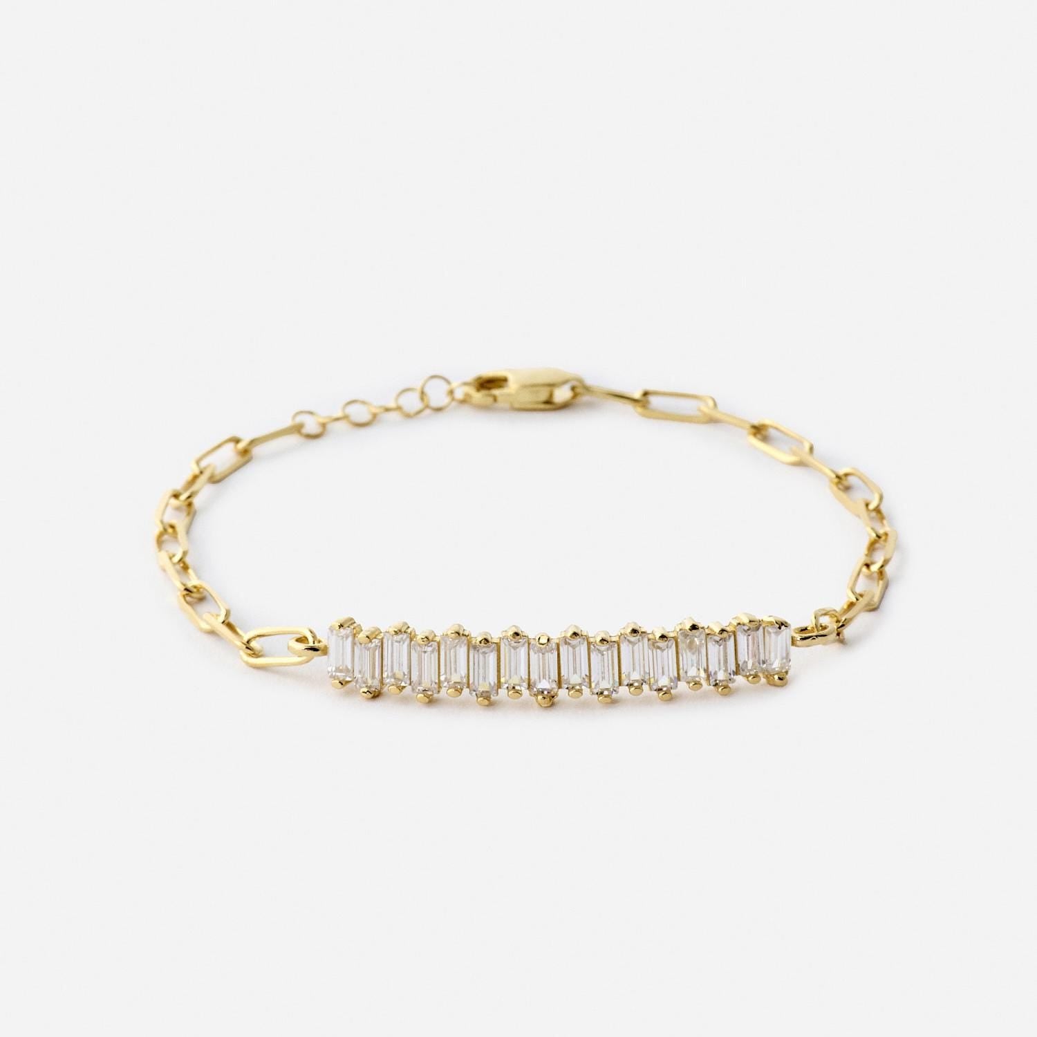 18K Gold Plated Baguette CZ Chain Bracelet