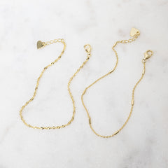 Two Delicate Bracelets Set, Minimalist Bracelet Set, Gold and Silver Bracelets