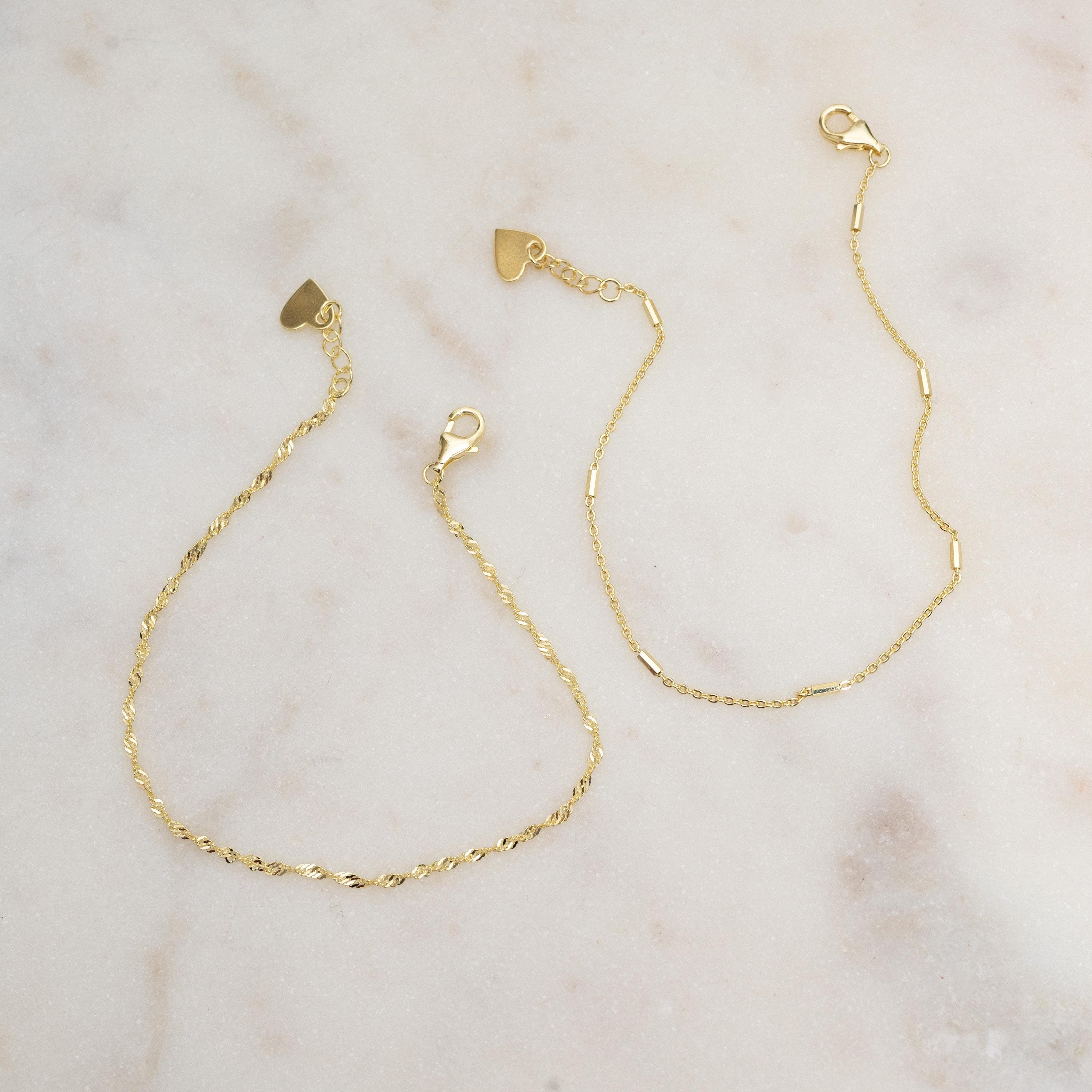 Two Delicate Bracelets Set, Minimalist Bracelet Set, Gold and Silver Bracelets