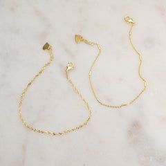 Two Delicate Bracelets Set, Minimalist Bracelet Set, Gold and Silver Bracelets