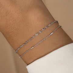 Two Delicate Bracelets Set, Minimalist Bracelet Set, Gold and Silver Bracelets