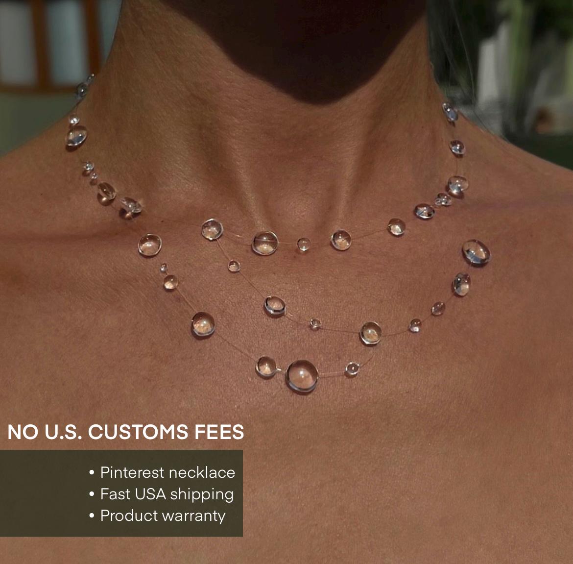 Dew Drop Necklace Invisible Thread Floating Water Drop Ethereal Bridal Jewelry