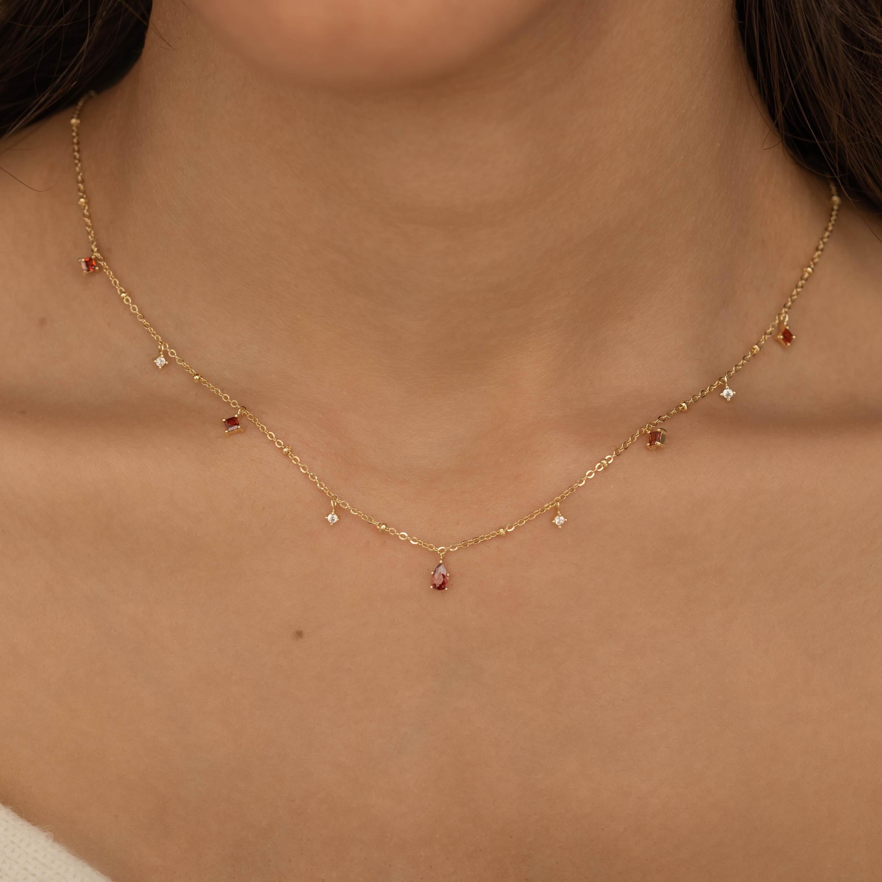 Sterling Silver Birthstone Teardrop Pendant Necklace