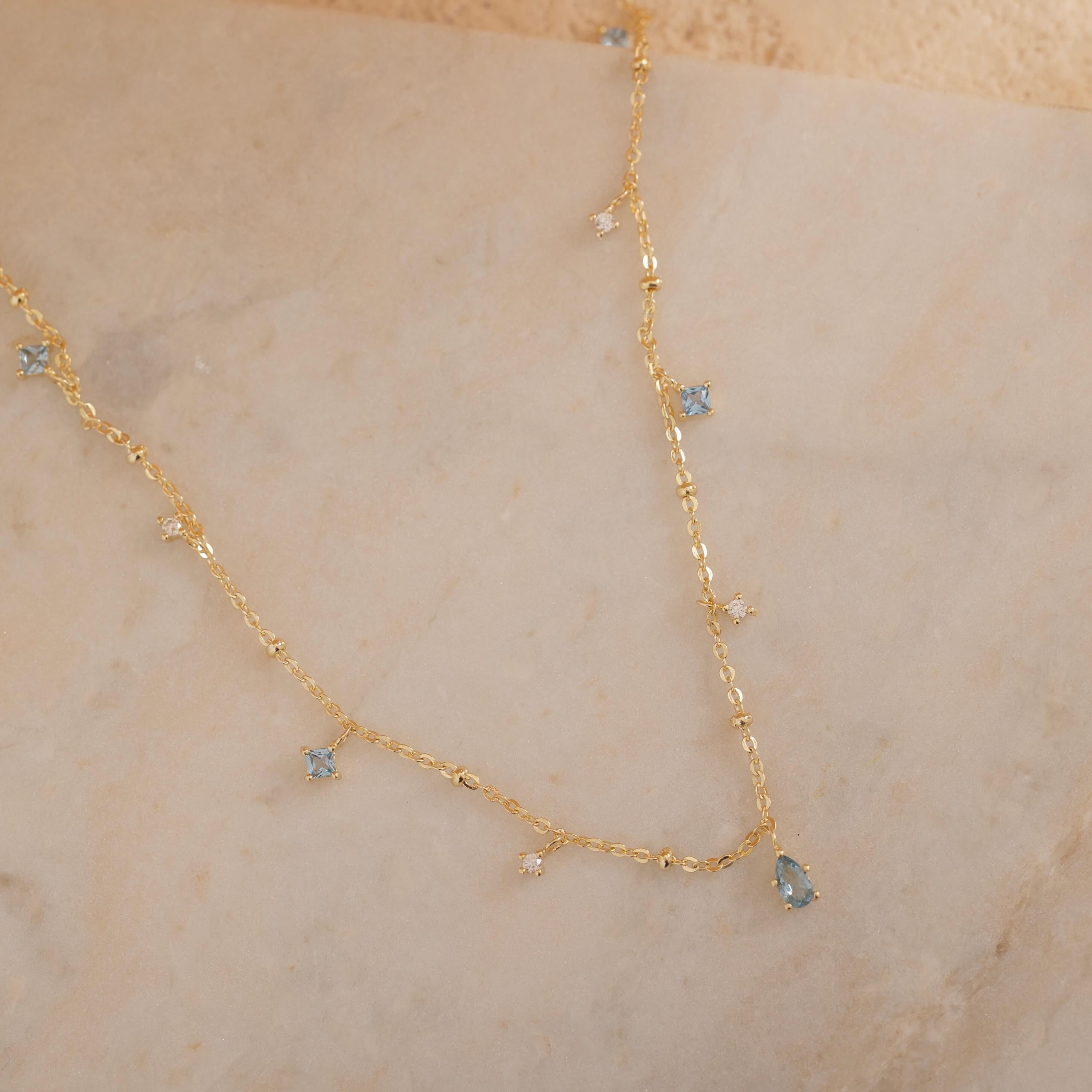 Sterling Silver Birthstone Teardrop Pendant Necklace