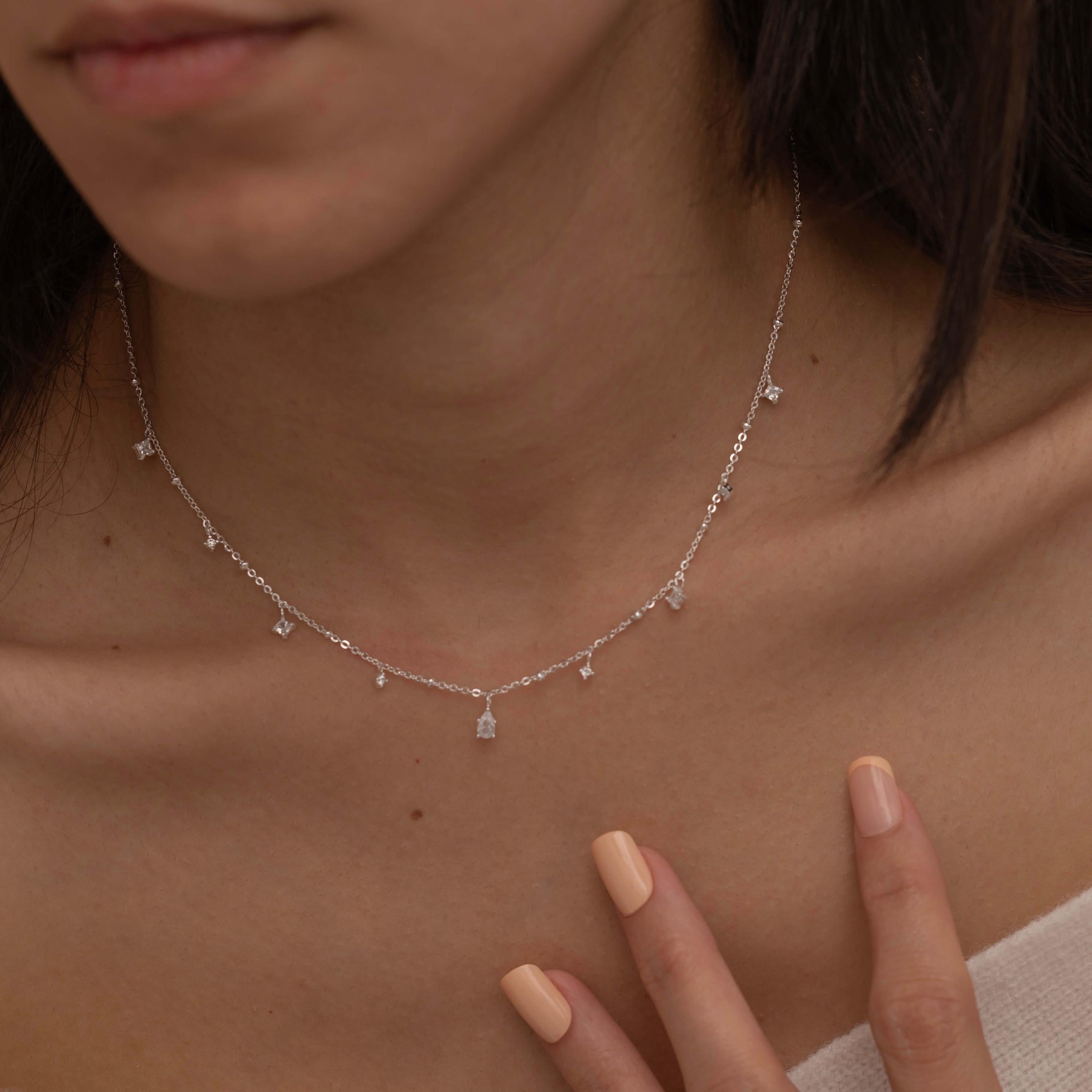 Sterling Silver Birthstone Teardrop Pendant Necklace