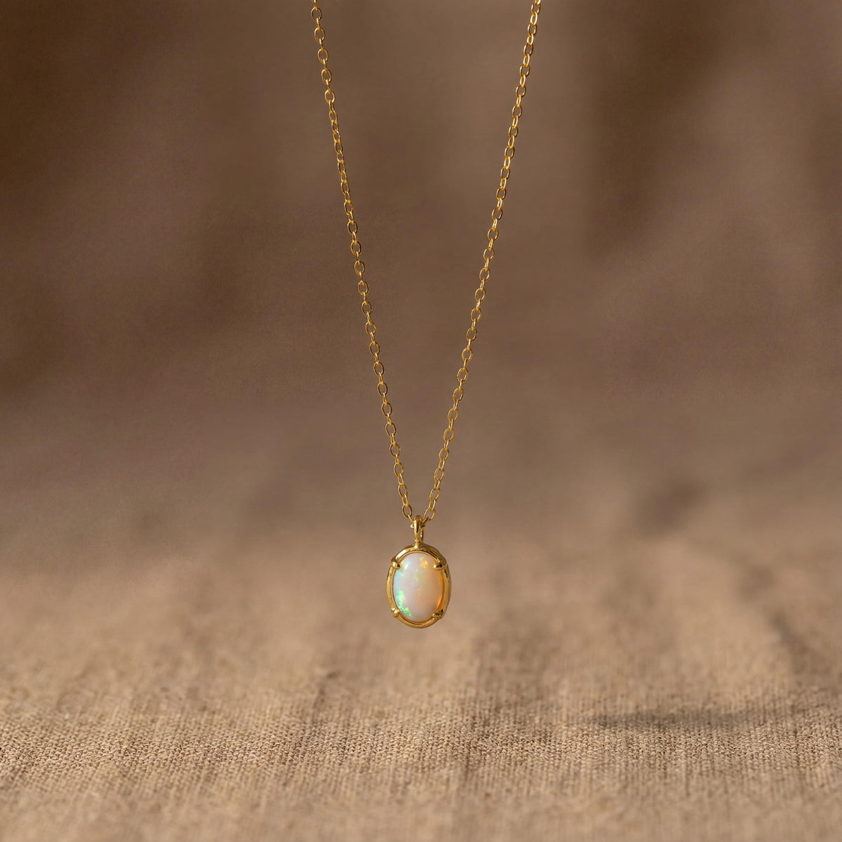 Dainty Opal Pendant Necklace in 14K Gold Vermeil or Sterling Silver