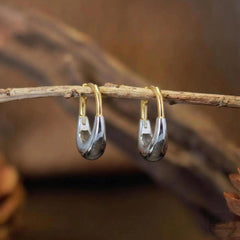 Minimalist Huggie Hoop Earrings, Sterling Silver Gold Plated, U-Shape Geometric Earrings
