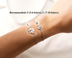 Custom Paw Print Bracelet, Personalized Pet Name Jewelry, Minimalist Dog Cat Paw Charm