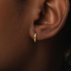 Vintage Floral Chunky Hoop Earrings - Sterling Silver with Gold Plating - Hypoallergenic