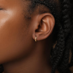 Vintage Floral Chunky Hoop Earrings - Sterling Silver with Gold Plating - Hypoallergenic