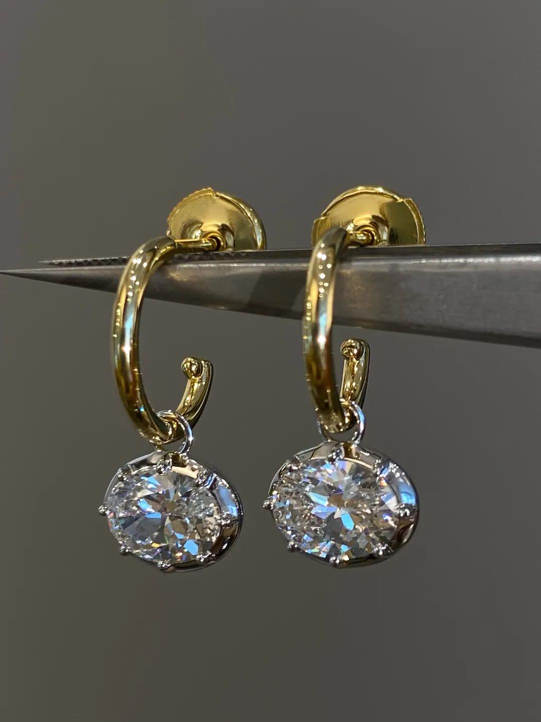 Floating Diamond Stud Earrings in Mixed Metal