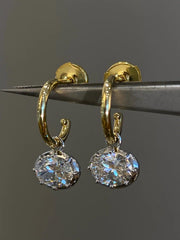 Floating Diamond Stud Earrings in Mixed Metal