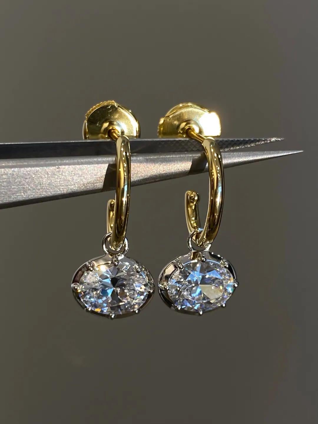 Floating Diamond Stud Earrings in Mixed Metal
