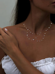 Dew Drop Necklace Invisible Thread Floating Water Drop Ethereal Bridal Jewelry