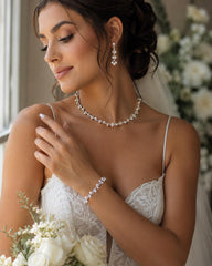 Pearl Crystal Bridal Jewelry Set, Rhinestone Wedding Accessories